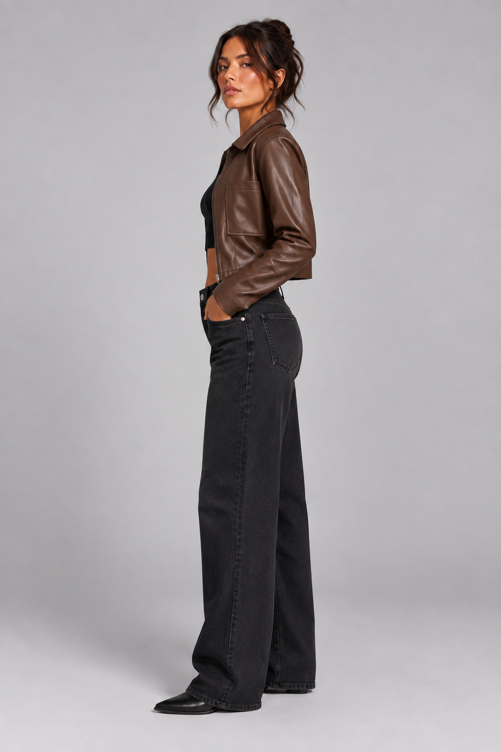 Brown leather jacket