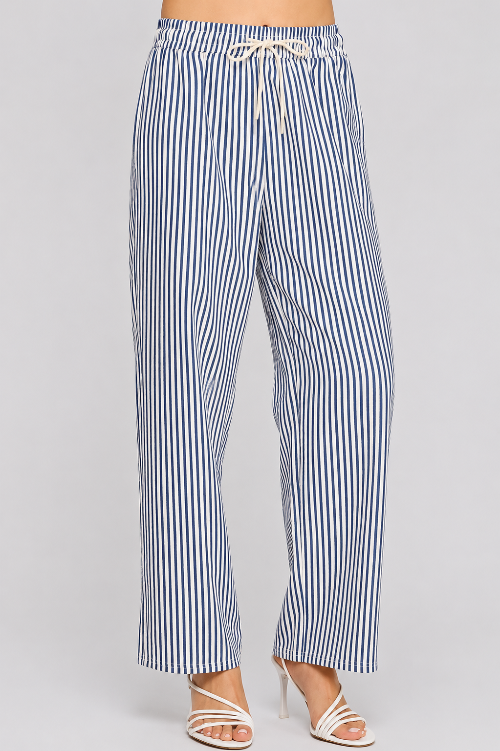 PLUS SIZE STRIPE STRAIGHT LEG PANTS